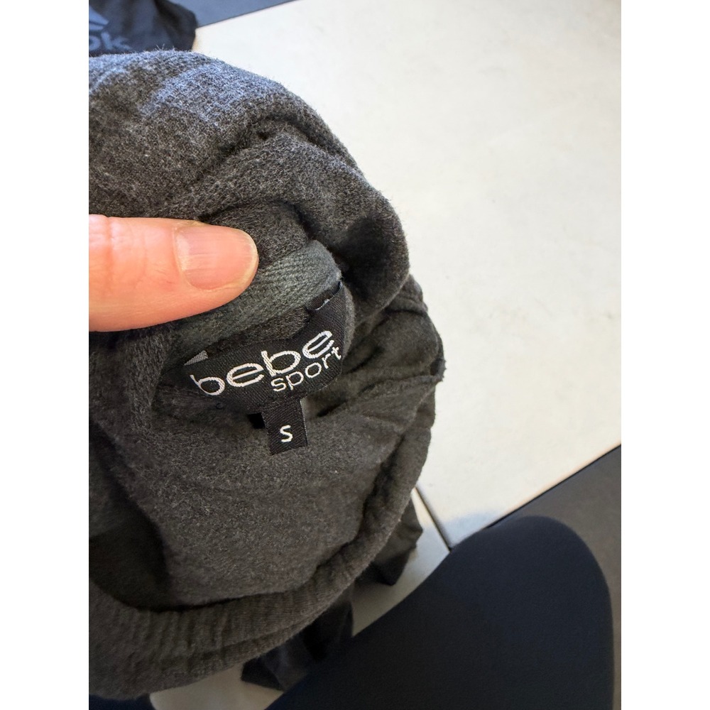 Bebe Sport Women Charcoal Gray sequin Logo Pullover Hoodie Sweatshirt dress S - Picture 4 of 4
